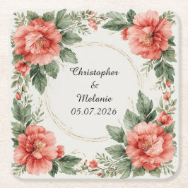 Elegante Waterverf Bloem Frame Kartonnen Onderzetters