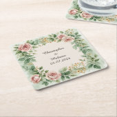 Elegante Waterverf Bloem Frame Kartonnen Onderzetters (Schuin)