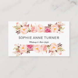 Elegante Waterverf Bloem Frame Make-up Haarstijl Visitekaartje