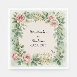 Elegante Waterverf Bloem Frame Servet