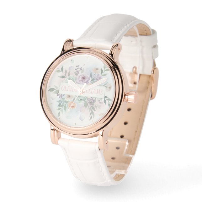 Elegante waterverf bloem horloge (Hoek)