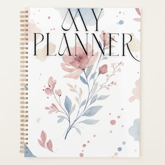 Elegante waterverf bloem "Mijn Planner" Planner (Voorkant)