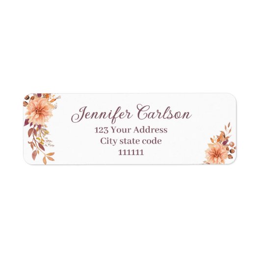 Elegante waterverf bloem retouradres sticker (Voorkant)