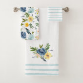 Elegante Waterverf Bloem Rozen Blauw Geel Bad Handdoek (Insitu)