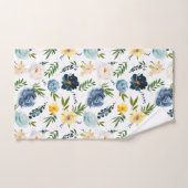 Elegante Waterverf Bloem Rozen Blauw Geel Bad Handdoek (Handdoek)