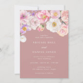 Elegante Waterverf Bloem Stof Roze Bruiloft Kaart (Voorkant)