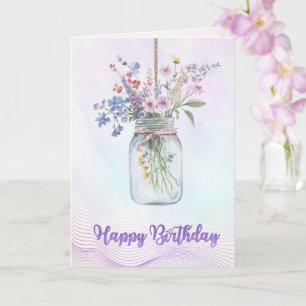 Elegante Waterverf Bloem Verjaardagskaart Kaart