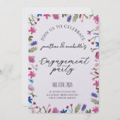 Elegante waterverf bloem verlovingsfeest kaart (Voorkant / Achterkant)