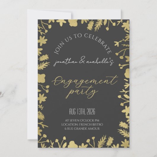 Elegante Waterverf Bloem Verlovingsfeest Kaart (Voorkant)