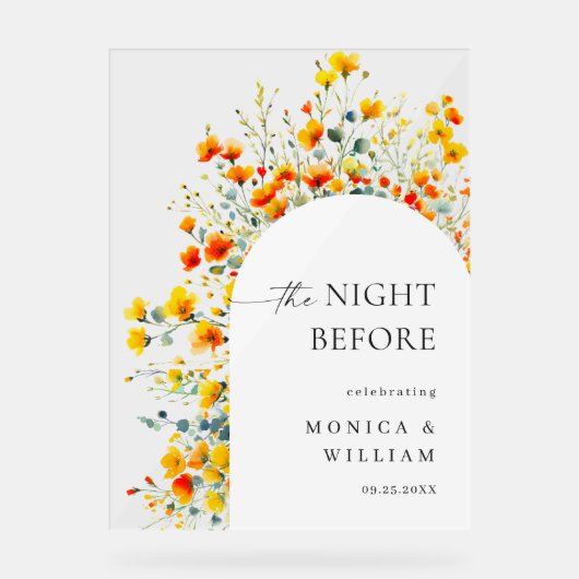 Elegante Waterverf Bloem WELKOM Repetitie Diner Acryl Bord (Voorkant)