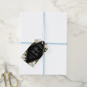 Elegante waterverf bloem zwart en wit  cadeaulabel (Met Touw)