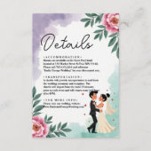 Elegante Waterverf Bloemachtige Bruid En Bruidegom Informatiekaartje (Voorkant)