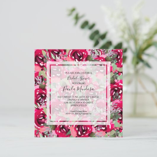 Elegante waterverf bloemachtige bruidsdouche kaart (Staand voorkant)