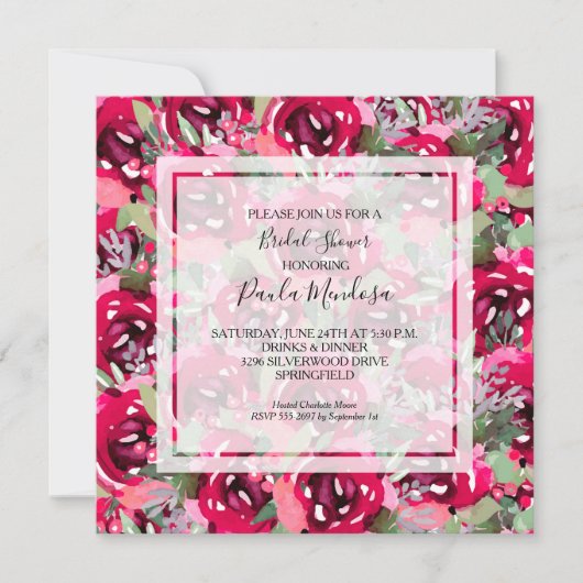 Elegante waterverf bloemachtige bruidsdouche kaart (Voorkant)