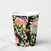 Elegante Waterverf Bloemachtige Bruidsdouche Papieren Bekers (Rechts)