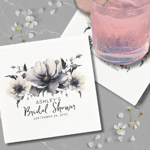 Elegante Waterverf Bloemachtige Bruidsdouche Servet