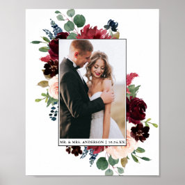 Elegante Waterverf Bloemachtige Bruiloft Poster