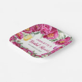 Elegante Waterverf Bloemachtige Heet Roze Bruidsdo Papieren Bordje (Gebogen)