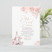 Elegante Waterverf bloemblaadjes en Prosecco Brida Kaart (Staand voorkant)