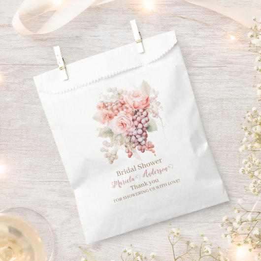 Elegante Waterverf bloemblaadjes en Prosecco Pink  Bedankzakje (Geknipt)