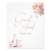 Elegante Waterverf bloemblaadjes en Prosecco Roze Foto Afdruk (Voorkant)