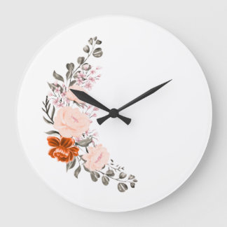 Elegante waterverf bloemboeket en botanische afbee grote klok
