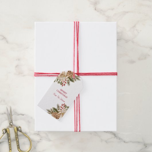 Elegante Waterverf Bloemdennen Cadeaulabel (Met Touw)