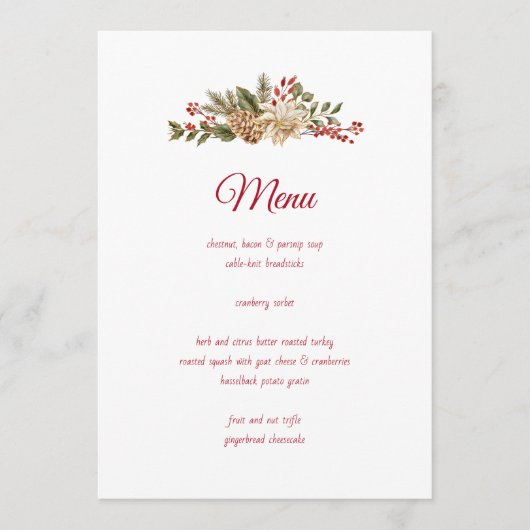 Elegante Waterverf Bloemdennen Menu (Voorkant)