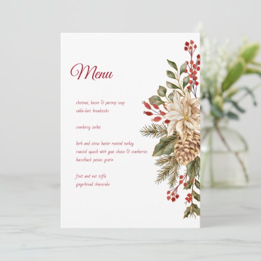 Elegante Waterverf Bloemdennen Menu (Staand voorkant)