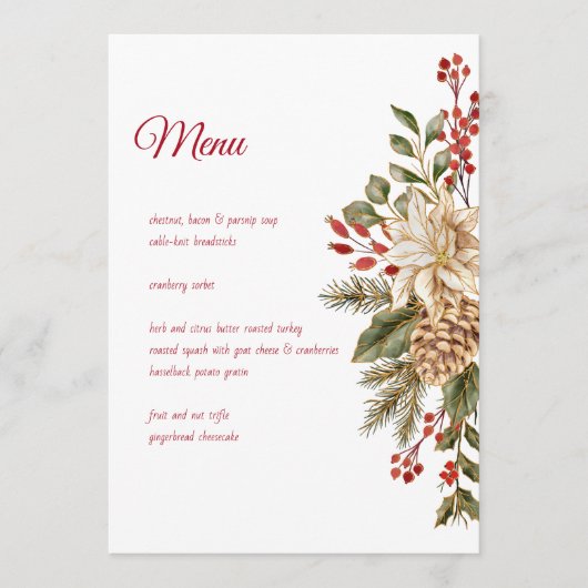 Elegante Waterverf Bloemdennen Menu (Voorkant)