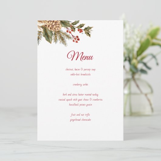 Elegante Waterverf Bloemdennen Menu (Staand voorkant)