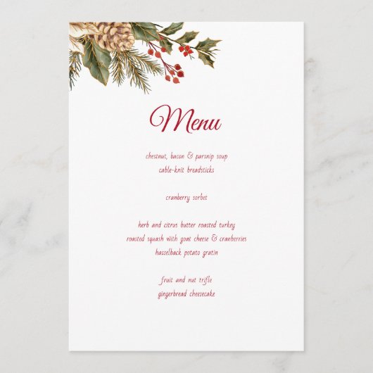 Elegante Waterverf Bloemdennen Menu (Voorkant)