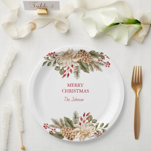 Elegante Waterverf Bloemdennen Papieren Bordje (Huwelijk)