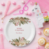 Elegante Waterverf Bloemdennen Papieren Bordje (Feest)