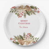 Elegante Waterverf Bloemdennen Papieren Bordje (Voorkant)