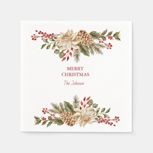 Elegante Waterverf Bloemdennen Servet (Voorkant)