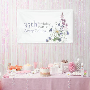 Elegante Waterverf Bloemen 35e Verjaardag Spandoek