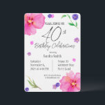 Elegante Waterverf Bloemen 40e Verjaardagsuitnodig Kaart<br><div class="desc">Vier een mijlpaal met deze waterverf bloemige 40e verjaardagsuitnodiging, met een prachtig handgeschilderd bloemontwerp op een waterverf papier getextureerde achtergrond voor een unieke, kunstzinnige touch. Perfect voor een stijlvolle en gedenkwaardige viering, deze uitnodiging biedt volledig bewerkbare tekst, zodat u gemakkelijk alle details kunt personaliseren. Ontworpen voor afdrukken van hoge kwaliteit,...</div>