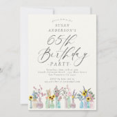 Elegante Waterverf Bloemen 65e verjaardagsfeest Kaart (Voorkant)
