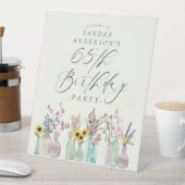 Elegante Waterverf Bloemen 65e verjaardagsfeest Reclamebord Met Voetstuk (Insitu)