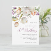 Elegante Waterverf Bloemen 80ste Verjaardagsfeestj Kaart (Staand voorkant)