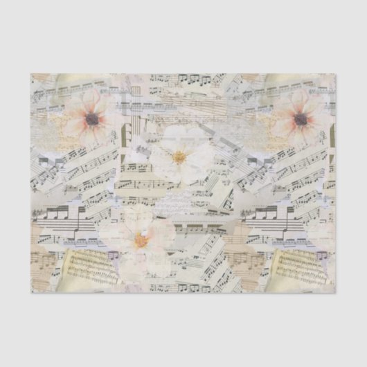 Elegante  Waterverf Bloemen Bladmuziek Tissuepapier (Voorkant)