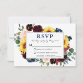 Elegante Waterverf Bloemen Blauw Huwelijk RSVP (Voorkant)