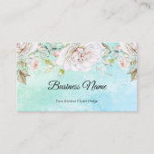 Elegante Waterverf Bloemen blauwgroen blauw Roze W Visitekaartje (Voorkant)