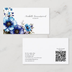Elegante Waterverf Bloemen Bloemist op Zwart Visitekaartje