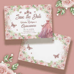 Elegante Waterverf Bloemen Blush Roze Quinceanera Save The Date