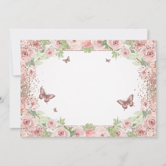 Elegante Waterverf Bloemen Blush Roze Quinceanera Save The Date (Achterkant)