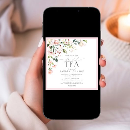 Elegante Waterverf Bloemen Bruids Thee Roze Douche Kaart