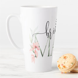 Elegante Waterverf Bloemen Bruidsmeisje Latte Mok