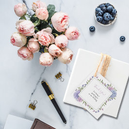 Elegante Waterverf Bloemen Bruiloft Blauw & Lila  Bedankjes Labels